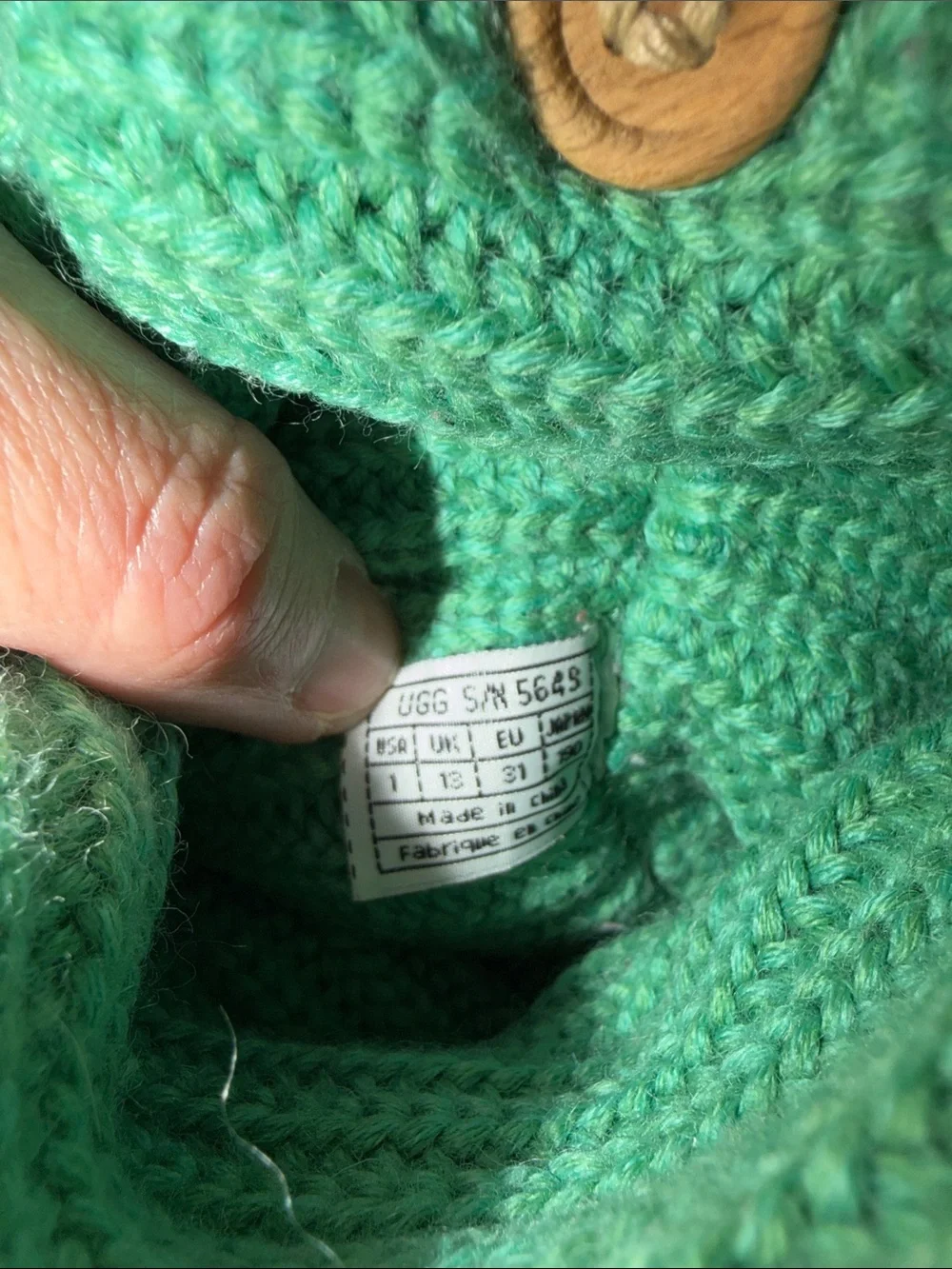 Girls UGG Classic Cardy Green Sweater Boots size 1